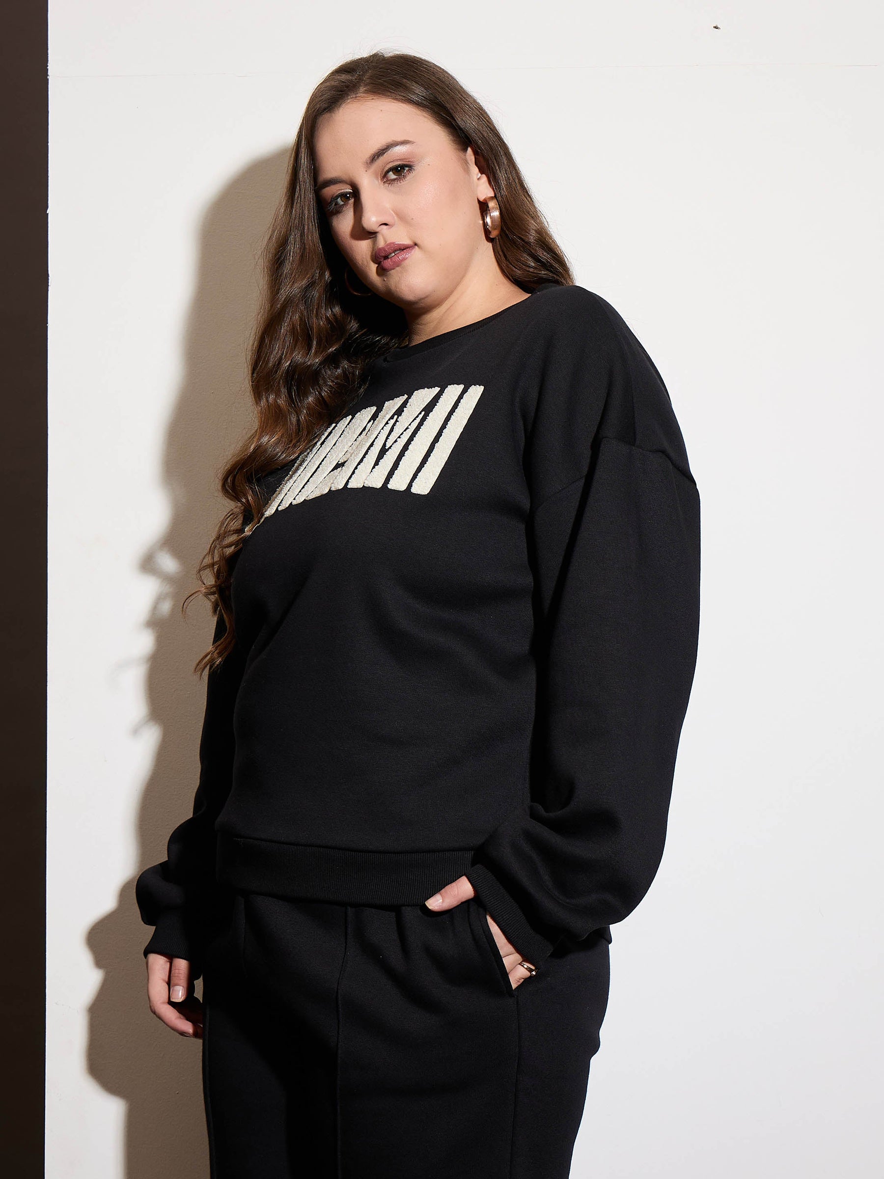 Black Fleece MIAMI Emb Sweatshirt-SASSAFRAS Curve