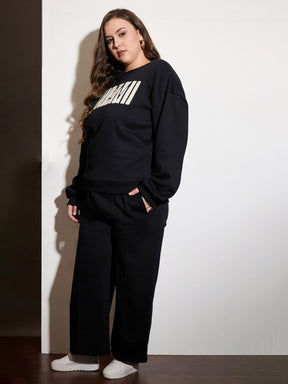 Black Fleece MIAMI Emb Sweatshirt With Sweatpants-SASSAFRAS Curve