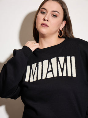 Black Fleece MIAMI Emb Sweatshirt With Sweatpants-SASSAFRAS Curve