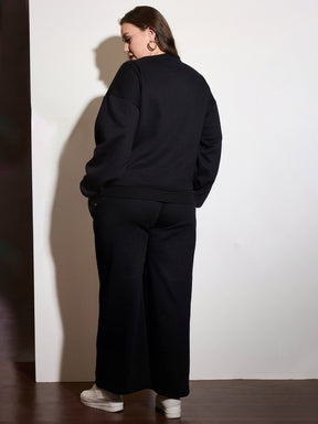 Black Fleece MIAMI Emb Sweatshirt With Sweatpants-SASSAFRAS Curve