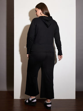 Black Fleece Hoodie With Sweatpants-SASSAFRAS Curve