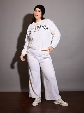 White CALIFORNIA Terry Sweatshirt-SASSAFRAS Curve