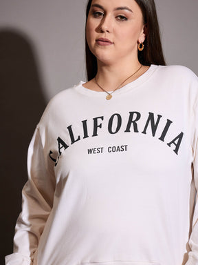 White CALIFORNIA Terry Sweatshirt-SASSAFRAS Curve