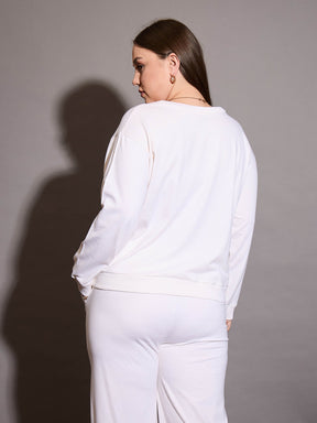 White CALIFORNIA Terry Sweatshirt-SASSAFRAS Curve