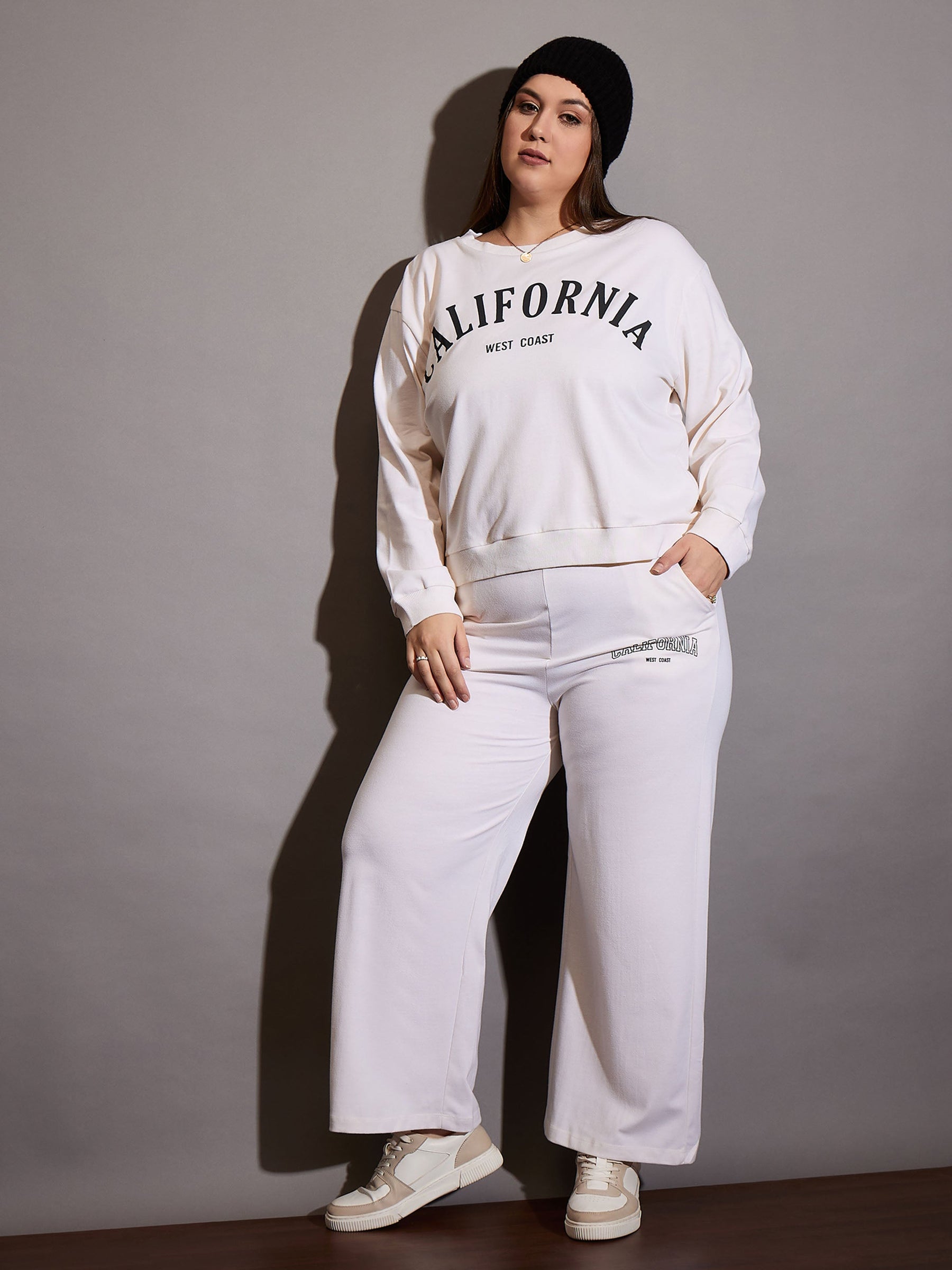 Buy White CALIFORNIA Terry Sweatshirt With Track Pants Online At