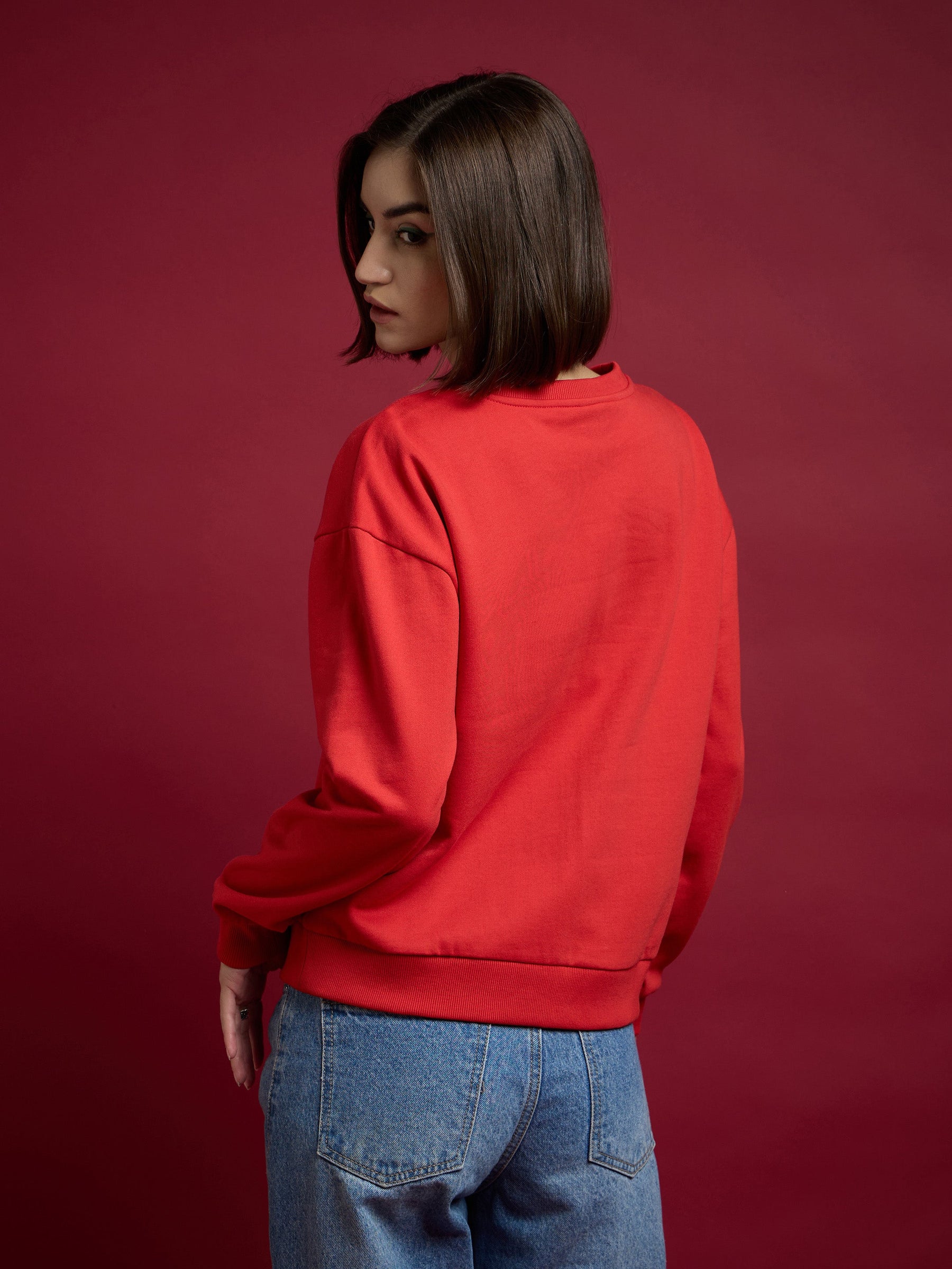 Red Premium Fleece Sweatshirt-SASSAFRAS