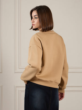 Beige Premium Fleece Sweatshirt-SASSAFRAS