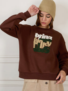 Dark Brown Premium Fleece Sweatshirt-SASSAFRAS