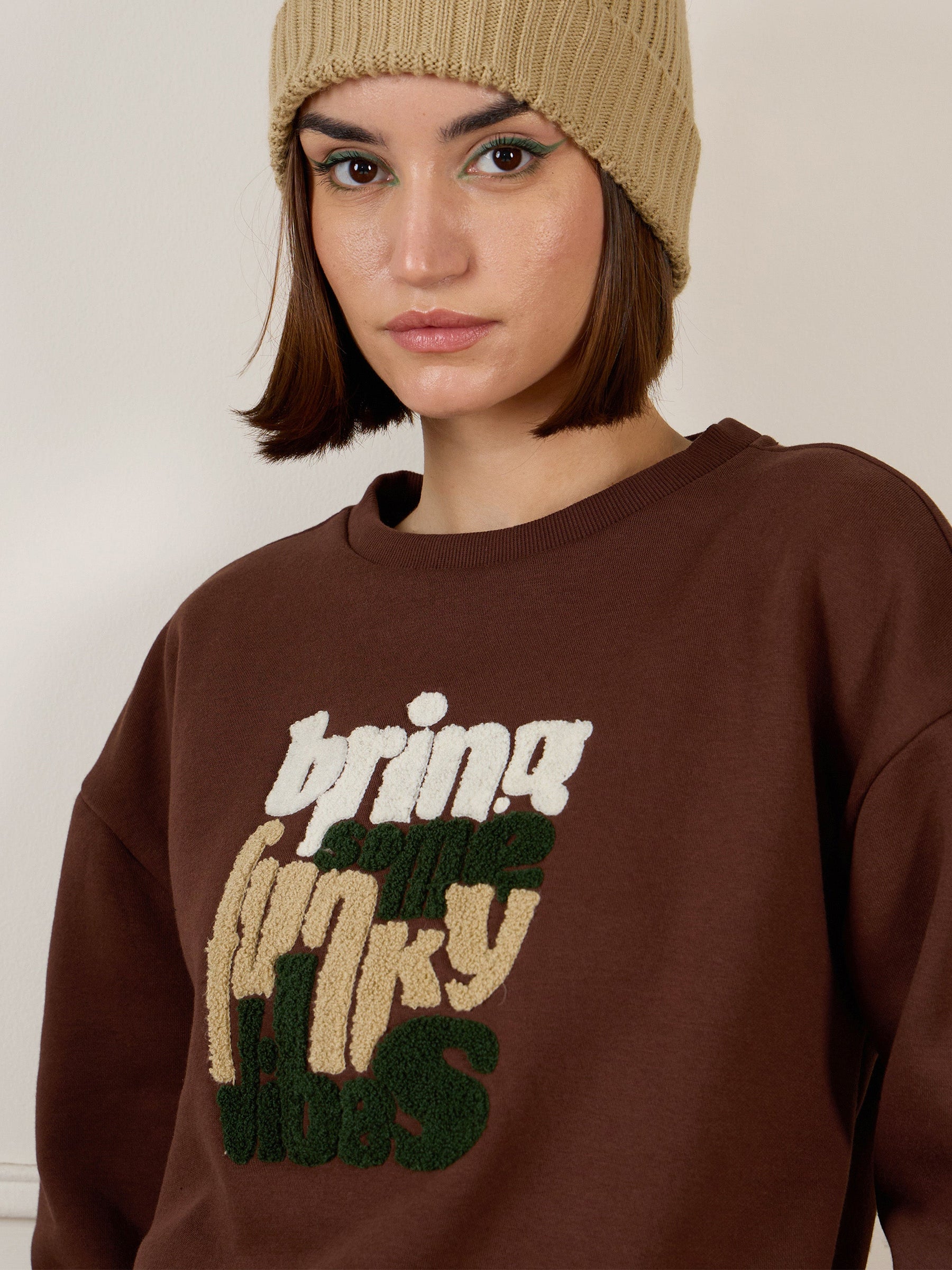 Dark Brown Premium Fleece Sweatshirt-SASSAFRAS