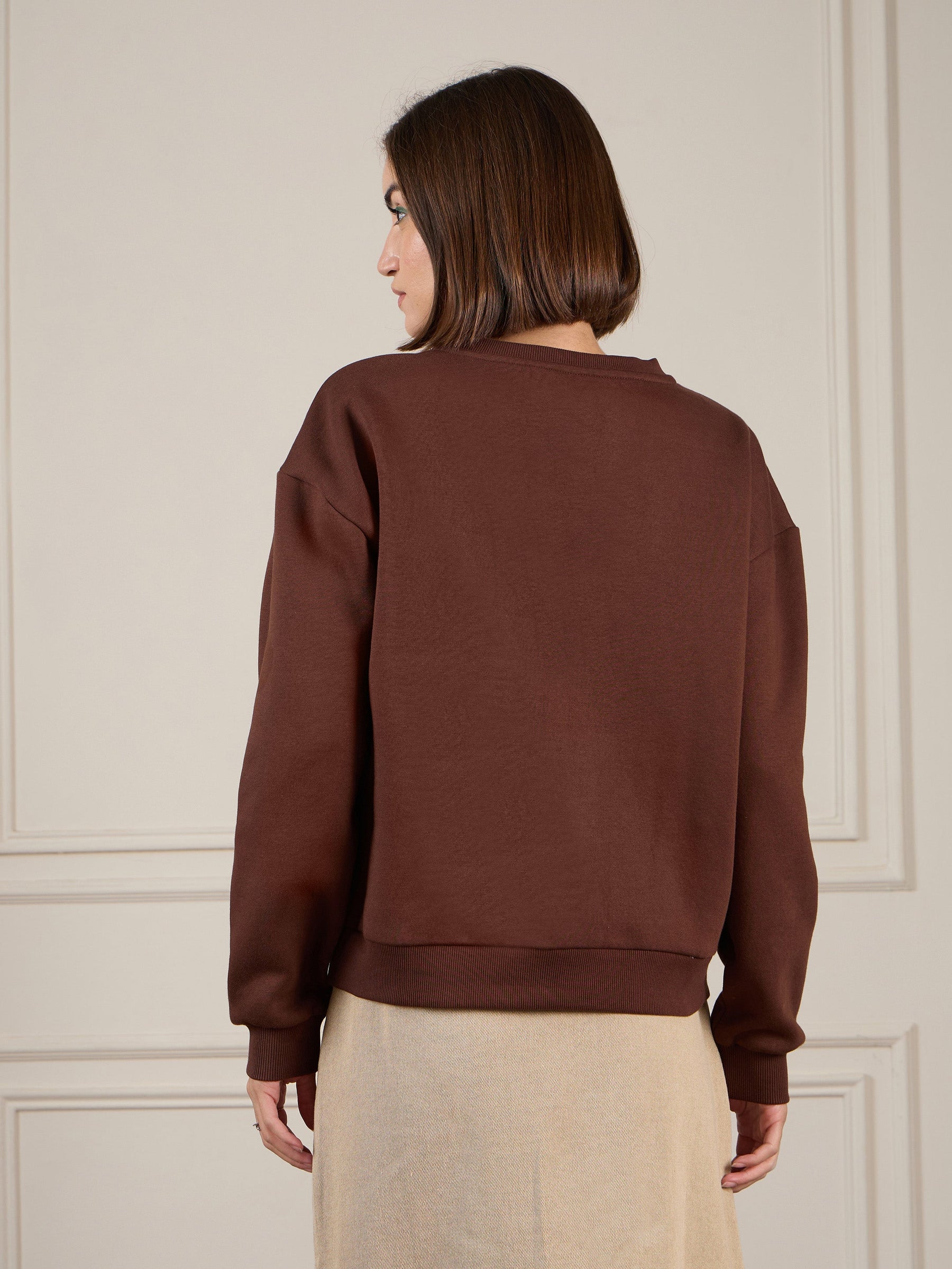 Dark Brown Premium Fleece Sweatshirt-SASSAFRAS