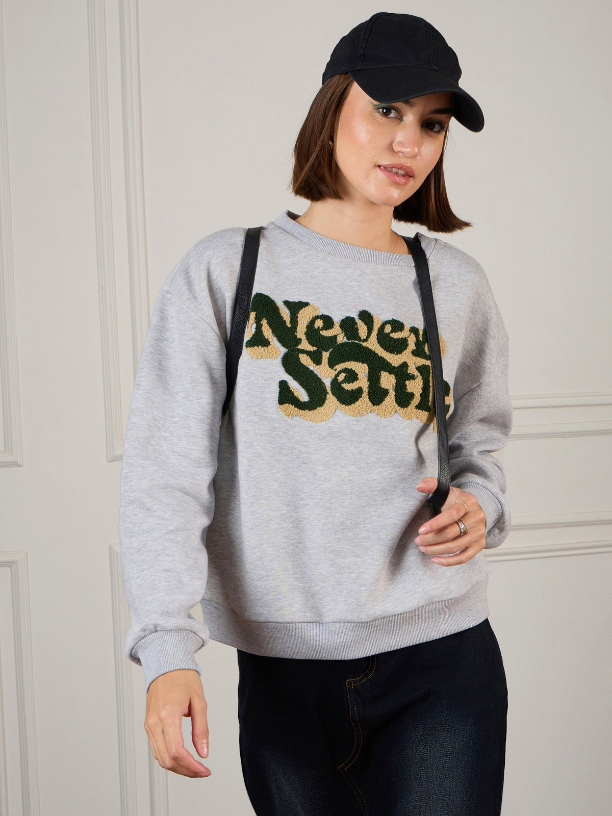 Grey Melange Premium Fleece Sweatshirt-SASSAFRAS