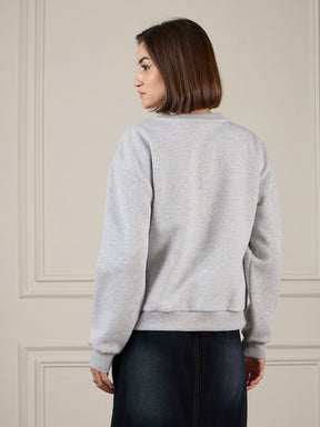 Grey Melange Premium Fleece Sweatshirt-SASSAFRAS