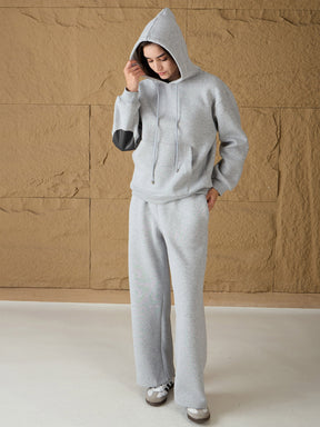 Grey Melange Fleece Hoodie With Sweatpants-SASSAFRAS