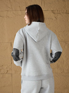 Grey Melange Fleece Hoodie With Sweatpants-SASSAFRAS