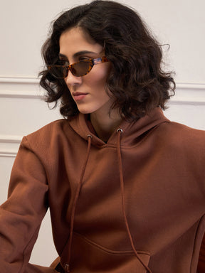 Brown Fleece Oversized Hoodie-SASSAFRAS