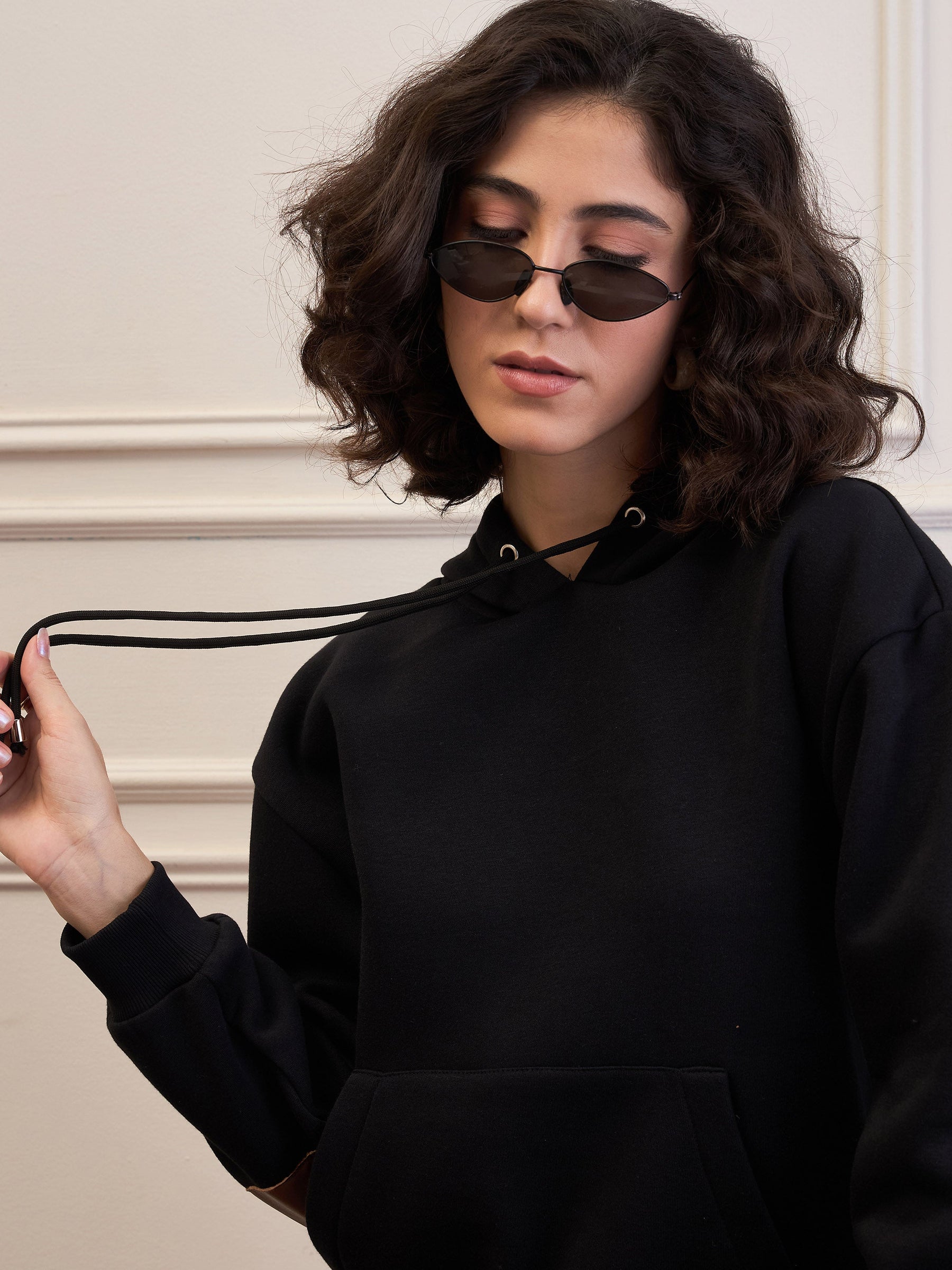 Black Fleece Oversized Hoodie-SASSAFRAS