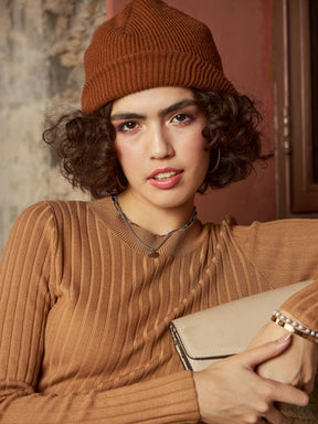 Beige Rib Sweater-SASSAFRAS