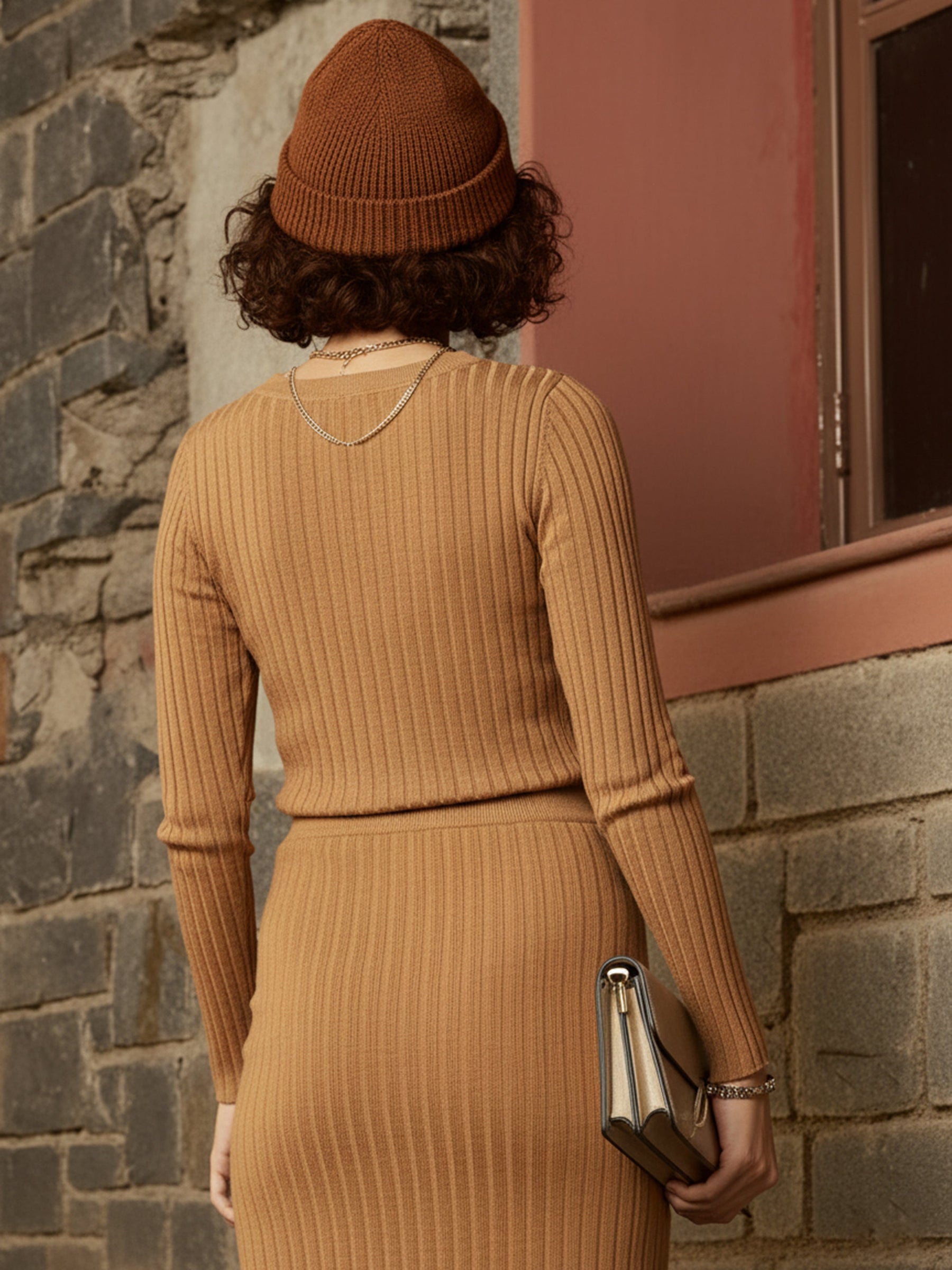 Beige Rib Sweater-SASSAFRAS