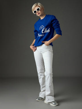 Royal Blue Fleece PADEL CLUB Printed Regular Fit Sweatshirt-SASSAFRAS