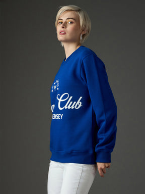 Royal Blue Fleece PADEL CLUB Printed Regular Fit Sweatshirt-SASSAFRAS