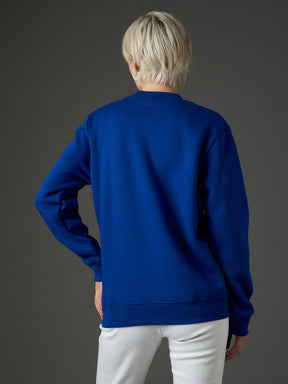 Royal Blue Fleece PADEL CLUB Printed Regular Fit Sweatshirt-SASSAFRAS