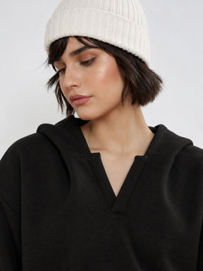 Black Fleece Side Pocket Oversized Hoodie-SASSAFRAS