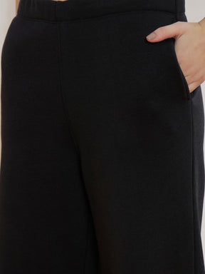 Black Fleece Side Pocket Oversized Hoodie With Track Pants-SASSAFRAS