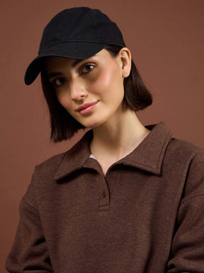 Brown Melange Fleece Sweatshirt With Track Pants-SASSAFRAS
