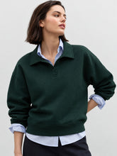 Emerald Green Fleece Collar Button Sweatshirt-SASSAFRAS