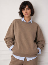 Beige Melange Fleece Side Pockets Oversized Sweatshirt-SASSAFRAS