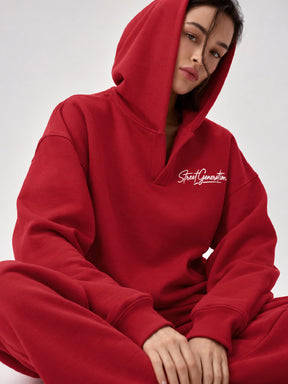 Red Fleece STREET GENERATION Hoodie-SASSAFRAS