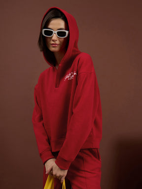 Red Fleece STREET GENERATION Hoodie-SASSAFRAS