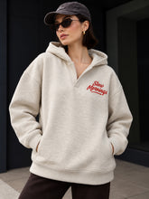 Off-White Melange Fleece SLOW MORNING Oversize Hoodie-SASSAFRAS