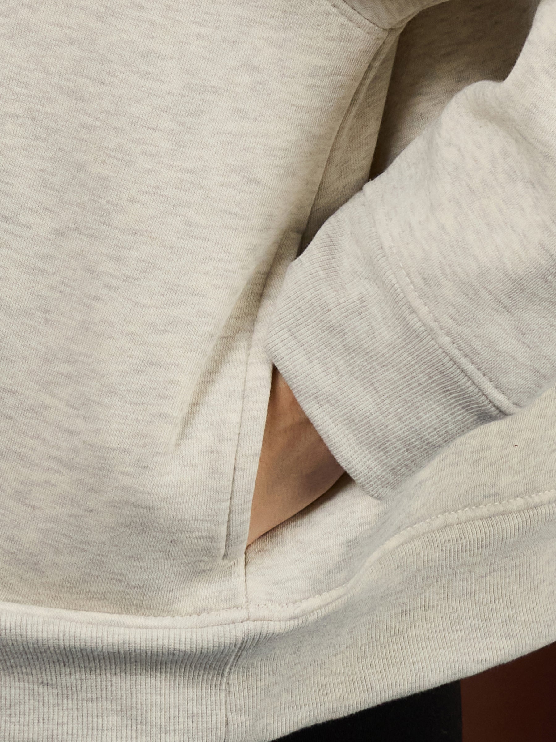 Off-White Melange Fleece SLOW MORNING Oversize Hoodie-SASSAFRAS