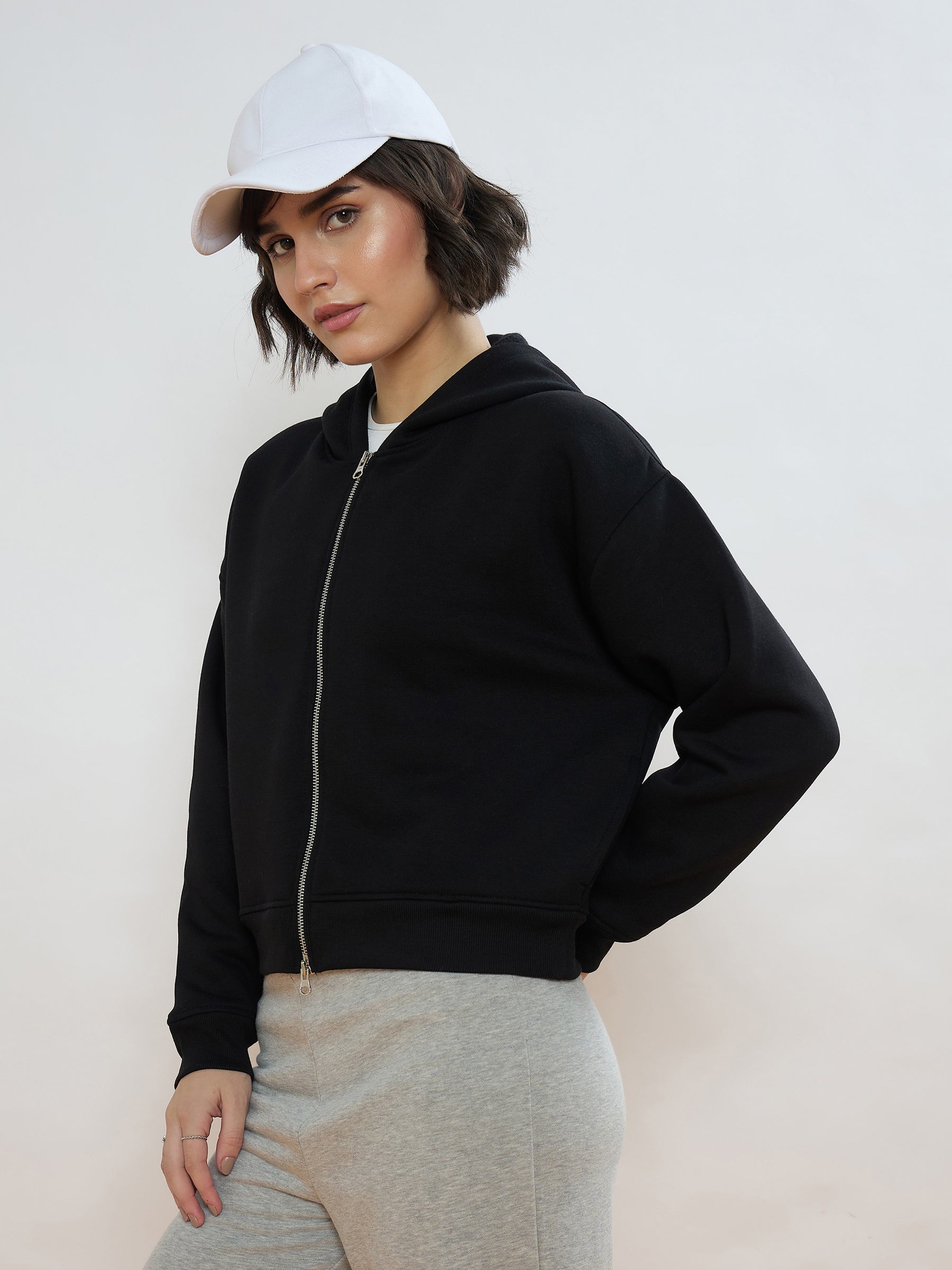 Black Fleece Double-Zipper Hoodie-SASSAFRAS