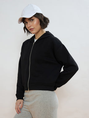 Black Fleece Double-Zipper Hoodie-SASSAFRAS
