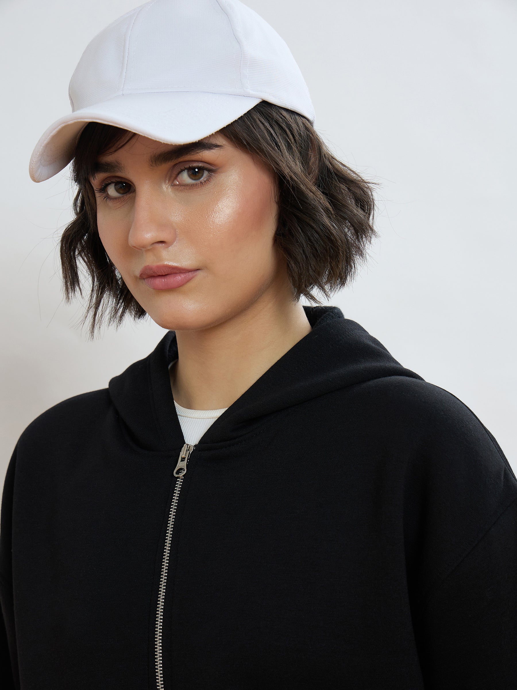 Black Fleece Double-Zipper Hoodie-SASSAFRAS