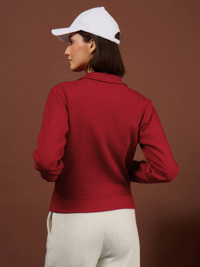 Red Fleece Double-Zipper Sweatshirt-SASSAFRAS