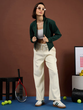 Emerald Green Fleece Double-Zipper Sweatshirt-SASSAFRAS