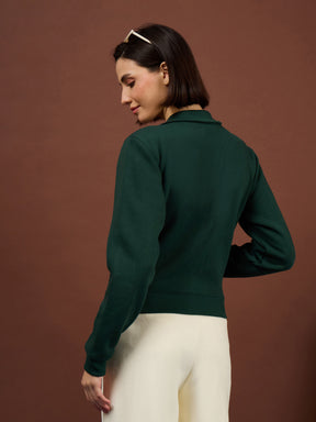 Emerald Green Fleece Double-Zipper Sweatshirt-SASSAFRAS