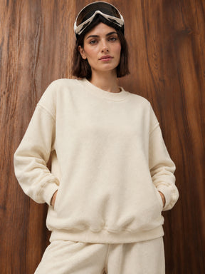 Off-White Polar Fleece Princess Seam Oversize Sweatshirt-SASSAFRAS