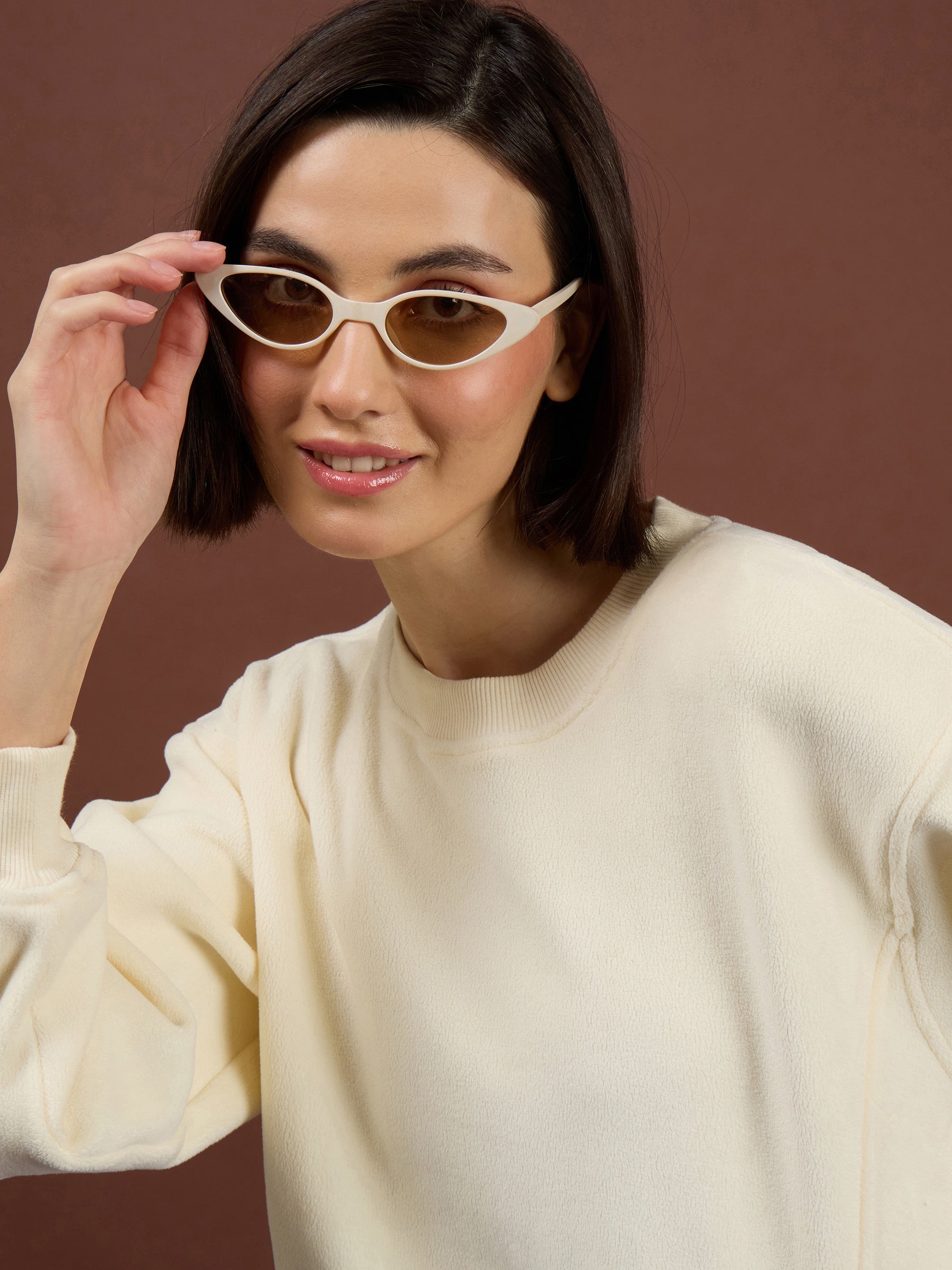 Off-White Polar Fleece Princess Seam Oversize Sweatshirt With Track Pants-SASSAFRAS
