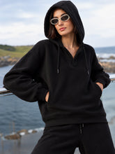 Black Polar Fleece Side Pocket Oversize Hoodie-SASSAFRAS