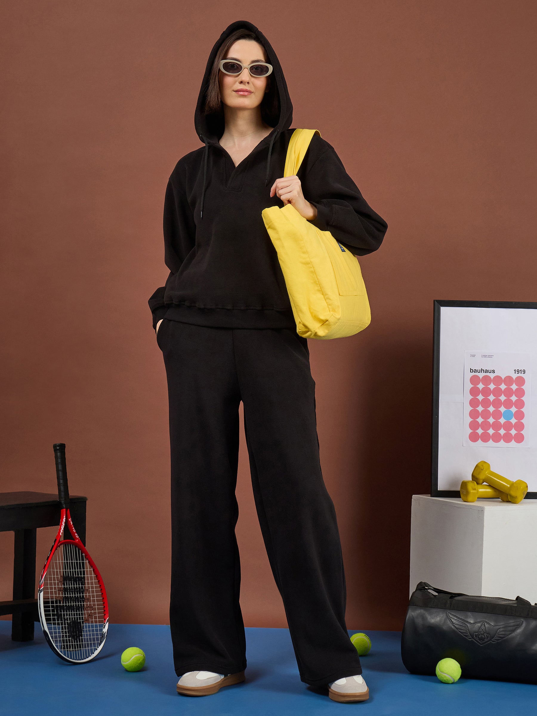 Black Polar Fleece Side Pocket Oversize Hoodie-SASSAFRAS