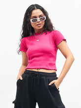 Fuchsia High Neck Regular Top