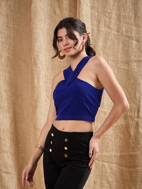 Royal Blue Halter Neck Top -SASSAFRAS