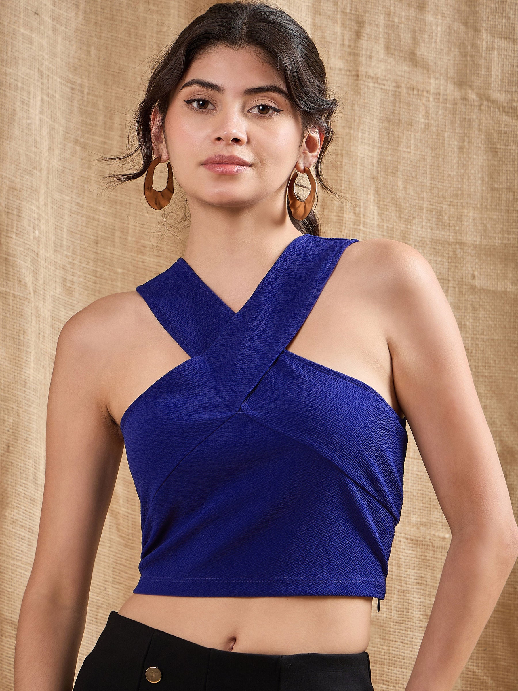 Royal Blue Halter Neck Top -SASSAFRAS