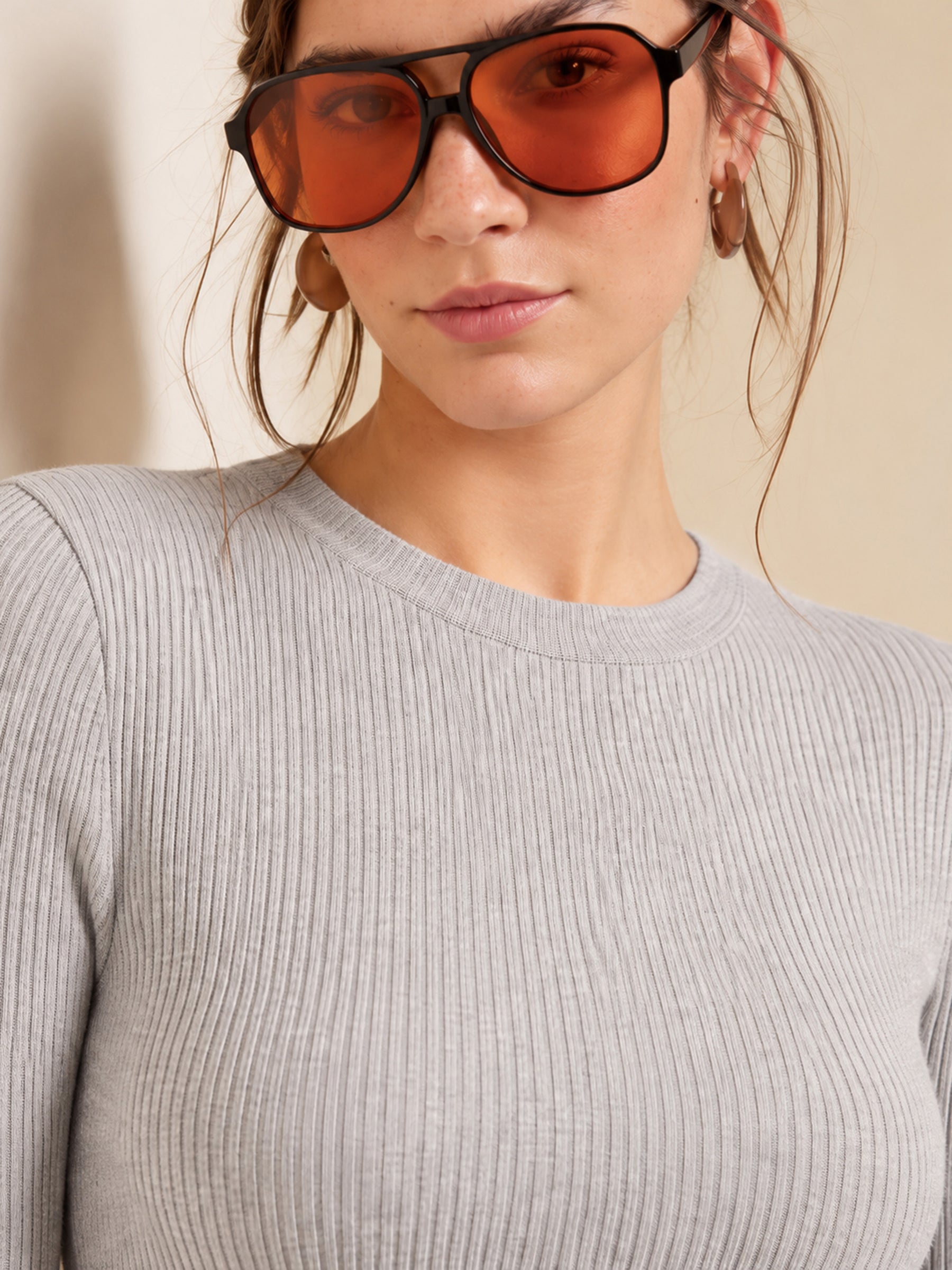 Grey Rib High Neck Top-SASSAFRAS