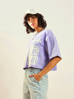 Lavender LOS ANGELES Printed Crop T-shirt-SASSAFRAS