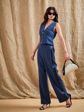 Airforce Blue Waistcoat With Straight Fit Pants-SASSAFRAS